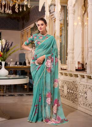 Garb These Festive And Party Wear Saree in Fine Colored.These Saree And Blouse is Fabricated On Georgette.Its Beautified With Designer Digital Printed With Pearl Lace Border.