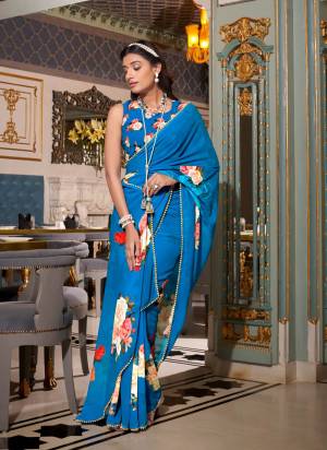 Garb These Festive And Party Wear Saree in Fine Colored.These Saree And Blouse is Fabricated On Georgette.Its Beautified With Designer Digital Printed With Pearl Lace Border.