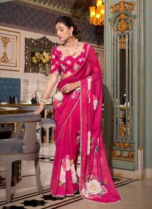 Garb These Festive And Party Wear Saree in Fine Colored.These Saree And Blouse is Fabricated On Georgette.Its Beautified With Designer Digital Printed With Pearl Lace Border.