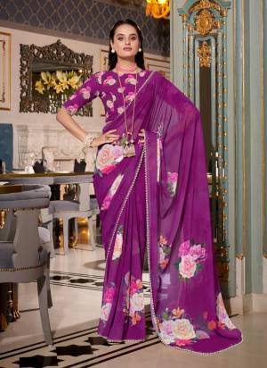 Garb These Festive And Party Wear Saree in Fine Colored.These Saree And Blouse is Fabricated On Georgette.Its Beautified With Designer Digital Printed With Pearl Lace Border.