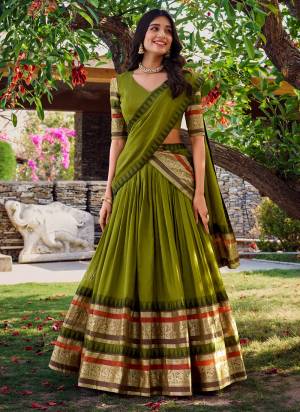 Looking These Party Wear Lehenga Choli in Fine Colored. These Lehenga And Blouse Are Chanderi And Dupatta Are Fabricated On Chanderi Fabriced. It is Beautified With Woven Jari Patta Designer.