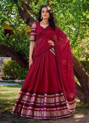 Looking These Party Wear Lehenga Choli in Fine Colored. These Lehenga And Blouse Are Chanderi And Dupatta Are Fabricated On Chanderi Fabriced. It is Beautified With Woven Jari Patta Designer.