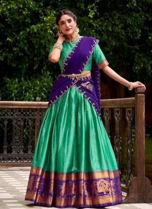 Looking These Party Wear Lehenga Choli in Fine Colored. These Lehenga And Blouse Are Cotton And Dupatta Are Fabricated On Georgette Fabriced. It is Beautified With Woven Designer.