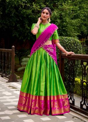 Looking These Party Wear Lehenga Choli in Fine Colored. These Lehenga And Blouse Are Cotton And Dupatta Are Fabricated On Georgette Fabriced. It is Beautified With Woven Designer.
