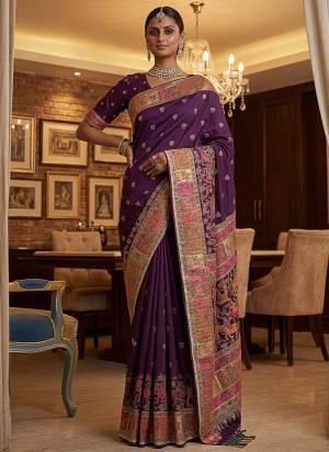 Garb These Fastive And Party Wear Saree in Fine Colored.These Saree Are Virana Silk And Blouse is Fabricated On Pashmina Silk.Its Beautified With Heavy Woven Designer Jari And Swarovski Work.