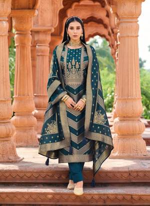 Garb These Party Wear Salwar Suit in Fine Colored Pair With Bottom And Dupatta.These Top Are Banglori Silk And Dupatta Are Fabricated On Banglori Silk Pair With Santoon Bottom.Its Beautified With Heavy Woven Jacquard Designer.