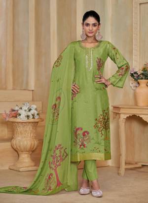 Garb These Party Wear Salwar Suit in Fine Colored Pair With Bottom And Dupatta.These Top Are Silk And Dupatta Are Fabricated On Chinon Pair With Santoon Bottom.Its Beautified With Woven Jacquard Designer With Digital Printed,Embroidery Work.