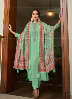 Attractive These Party Wear Salwar Suit in Fine Colored Pair With Bottom And Dupatta.These Top Are Cambric Cotton And Dupatta Are Fabricated On Cotton Pair With Lown Cotton Bottom.Its Beautified With Digital Printed With Embroidery Work.