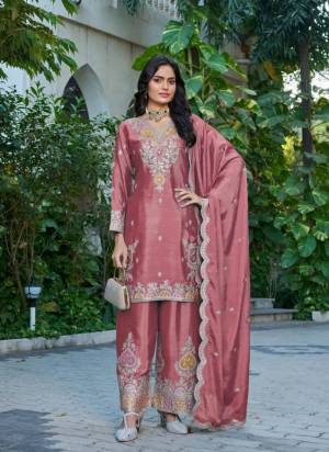 Attractive These Party Wear Free Size Stitched Plazzo Suit in Fine Colored Pair With Dupatta.These Top And Bottom Are Chinon And Dupatta Are Chinon And Pair With Crepe Inner.Its Beautified With Designer Heavy Embroidery Work.