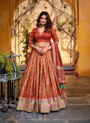 Looking These Party Wear Lehenga Choli in Fine Colored. These Lehenga And Blouse Are Tassar Silk And Dupatta Are Fabricated On Tassar Silk Fabriced. It is Beautified With Designer Sparkle Printed.