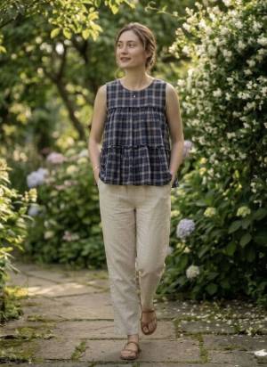 Attactive These Beautiful Looking Readymade Top With Bottom.These Top And Bottom Are Linen Cotton Fabricated.Its Beautified With Woven Checks Designer.