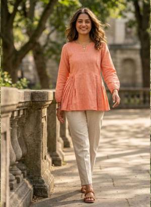 Attactive These Beautiful Looking Readymade Top With Bottom.These Top And Bottom Are Linen Cotton Fabricated.Its Beautified With Woven Solid Designer.
