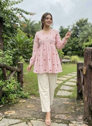 Attactive These Beautiful Looking Readymade Top With Bottom.These Top Are Cotton And Bottom Are Linen Cotton Fabricated.Its Beautified With Woven Designer With Embroidery Work.