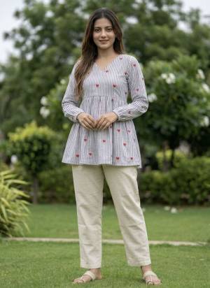 Attactive These Beautiful Looking Readymade Top With Bottom.These Top Are Cotton And Bottom Are Linen Cotton Fabricated.Its Beautified With Woven Designer With Embroidery Work.