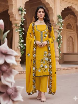 Looking These Disigner Suit in Fine Colored Pair With Bottom And Dupatta.These Top Are Star Georgette And Dupatta Are Fabricated On Star Georgette Pair With Santoon Bottom.Its Beautified With Designer Embroidery Work.