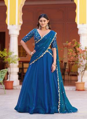 Looking These Party Wear Lehenga Choli in Fine Colored. These Lehenga And Blouse Are Fendy Silk And Dupatta Are Fabricated On Fendy Silk Fabriced. It is Beautified With Designer Sequance,Thread Embroidery Work.