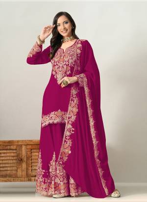 Looking These Party Wear Designer Sharara Suits in Fine Colored Pair With Dupatta.These Top Are Chinon And Dupatta Are Fabricated On Chinon Pair With Chinon Bottom.Its Beautified With Heavy Designer Embroidery Work.