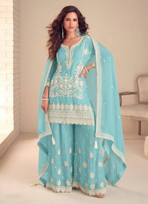 Attractive These Party Wear Free Size Stitched Plazzo Suit in Fine Colored Pair With Dupatta.These Top And Dupatta Are Chinon And Bottom Are Chinon And Pair With Santoon Inner.Its Beautified With Designer Embroidery Work.