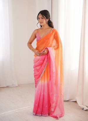 Looking These Party Wear Saree in Fine Pedding Colored.These Saree Are Fendy Satin And Blouse is Fendy Satin Fabricated.Its Beautified With Pedding Color With Sequance Embroidery Work.