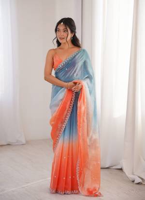 Looking These Party Wear Saree in Fine Pedding Colored.These Saree Are Fendy Satin And Blouse is Fendy Satin Fabricated.Its Beautified With Pedding Color With Sequance Embroidery Work.