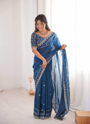 Looking These Fancy Party Wear Saree in Fine Colored.These Saree Are Fendy Satin And Blouse is Fendy Satin Fabricated.Its Beautified With Sequance Embroidery Work.