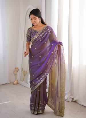 Looking These Fancy Party Wear Saree in Fine Colored.These Saree Are Fendy Satin And Blouse is Fendy Satin Fabricated.Its Beautified With Sequance Embroidery Work.