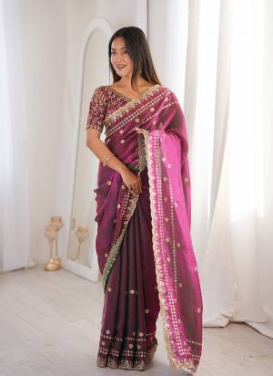 Looking These Fancy Party Wear Saree in Fine Colored.These Saree Are Fendy Satin And Blouse is Fendy Satin Fabricated.Its Beautified With Sequance Embroidery Work.