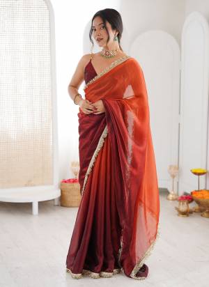 Attractive These Fancy Party Wear Saree in Fine Sheded Colored.These Saree Are Fendy Satin And Blouse is Fendy Satin Fabricated.Its Beautified With Sheded Color With Lace Border Designer.