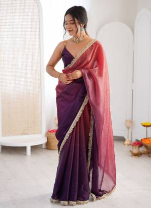 Attractive These Fancy Party Wear Saree in Fine Sheded Colored.These Saree Are Fendy Satin And Blouse is Fendy Satin Fabricated.Its Beautified With Sheded Color With Lace Border Designer.