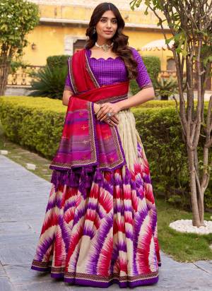 Looking These Party Wear Lehenga Choli in Fine Colored. These Lehenga And Blouse Are Tassar Silk And Dupatta Are Fabricated On Tassar Silk Fabriced. It is Beautified With Designer Tie & Dye Printed.
