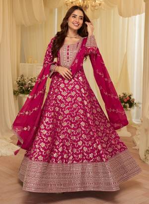 Looking These Party Wear Free Size Stitched Anarkali Suit in Fine Colored Pair.These Top Are Viscose Jacquard And Dupatta Are Viscose Fabric.Its Beautified With Woven Jacquard Designer Embroidery Work.