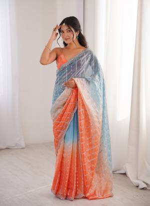 Garb These Fancy Party Wear Saree in Fine Colored.These Saree Are Fendy Satin And Blouse is Fendy Satin Fabricated.Its Beautified With Pedding Color With Sequance Embroidery Work.