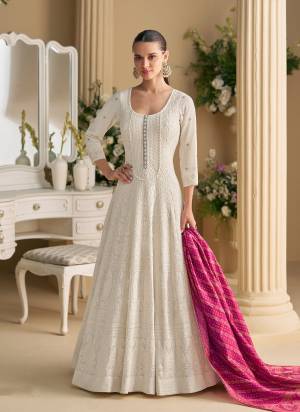 Garb These Party Wear Free Size Stitched Anarkali Suit in Fine Colored Pair.These Top Are Georgette And Dupatta Are Georgette Fabric.Its Beautified With Heavy Designer Chikankari Embroidery Work.