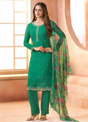 Attractive These Party Wear Designer Salwar Suit in Fine Colored Pair With Bottom And Dupatta.These Top Are Chiffon And Dupatta Are Fabricated On Chiffon Pair With Santoon Bottom.Its Beautified With Designer Beads Embroidery Work With Digital Printed Dupatta.