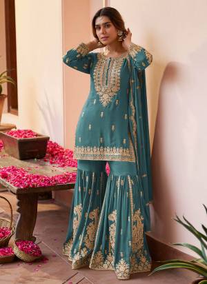Looking These Party Wear Free Size Stitched Sharara Suit in Fine Colored Pair With Dupatta.These Top And Dupatta Are Chinon And Bottom Are Chinon.Its Beautified With Designer Embroidery,Hand Work.