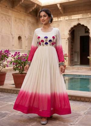 Attactive These Beautiful Looking Readymade Long Gown.These Gown Are Star Georgette Fabricated.Its Beautified With Pedding Color With Designer Woolen Multy Thread,Sequance Embroidery Work.