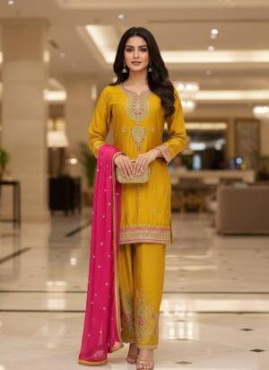 Garb These Designer Readymade Suit in Fine Colored Pair With Bottom And Dupatta.These Top Are Chinon And Dupatta Are Fabricated On Chinon Pair With Chinon Bottom.Its Beautified With Designer Codding,Sequance Embroidery Work.