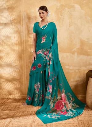 Looking These Fancy Party Wear Saree in Fine Colored.These Saree Are Georgette And Blouse is Georgette Fabricated.Its Beautified With Designer Floral Printed.