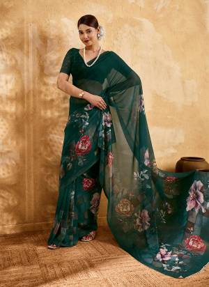 Looking These Fancy Party Wear Saree in Fine Colored.These Saree Are Georgette And Blouse is Georgette Fabricated.Its Beautified With Designer Floral Printed.