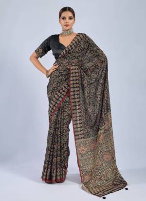 Looking These Fancy Party Wear Saree in Fine Colored.These Saree Are Chiffon And Blouse is Chiffon Fabricated.Its Beautified With Woven Patta Designer, Ajrak Printed,Sequance Work Blouse.