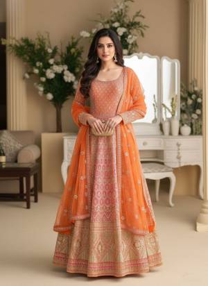 Looking These Party Wear Free Size Stitched Anarkali Suit in Fine Colored Pair.These Top And Dupatta Are Faux Georgette Fabric.Its Beautified With Heavy Designer Embroidery Work.