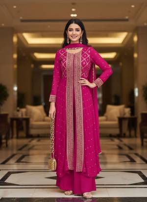 Looking These Party Wear Free Size Stitched Plazzo Suit in Fine Colored Pair.These Top Are Viscose Jacquard And Botton And Dupatta Are Georgette Fabric.Its Beautified With Woven Jacquard Designer With Embroidery Work.
