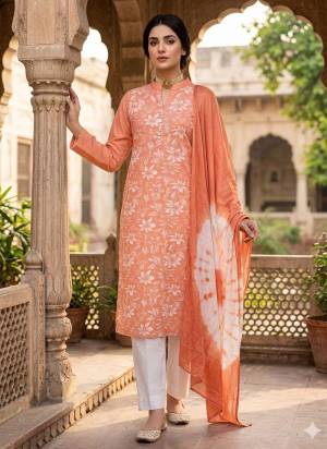 Garb This Suits In Lovely Color.Its Pretty Top Is Cotton Based Paired Bottom Cotton And Chinon Fabricated Dupatta Are Designer Printed. Which Gives An Attractive To The Dress.