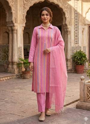 Garb This Suits In Lovely Color.Its Pretty Top Is Cotton Based Paired Bottom Cotton And Cotton Fabricated Dupatta Are Wevon Designer. Which Gives An Attractive To The Dress.