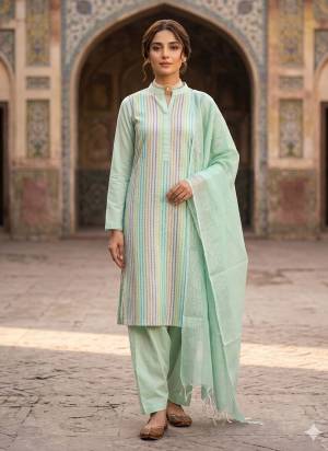 Garb This Suits In Lovely Color.Its Pretty Top Is Cotton Based Paired Bottom Cotton And Cotton Fabricated Dupatta Are Wevon Designer. Which Gives An Attractive To The Dress.
