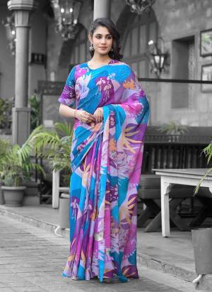 Attrective These Party Wear Gown With Saree in Fine Colored.These Saree Are Imported Georgette And Blouse is Fabricated On Imported Georgette Pair.Its Beautified With Designer Digital Printed Printed.
