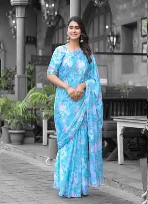 Attrective These Party Wear Gown With Saree in Fine Colored.These Saree Are Imported Georgette And Blouse is Fabricated On Imported Georgette Pair.Its Beautified With Designer Digital Printed Printed.