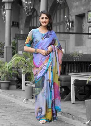 Attrective These Party Wear Gown With Saree in Fine Colored.These Saree Are Imported Georgette And Blouse is Fabricated On Imported Georgette Pair.Its Beautified With Designer Digital Printed Printed.