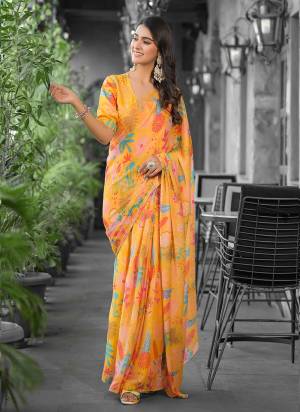 Attrective These Party Wear Gown With Saree in Fine Colored.These Saree Are Imported Georgette And Blouse is Fabricated On Imported Georgette Pair.Its Beautified With Designer Digital Printed Printed.