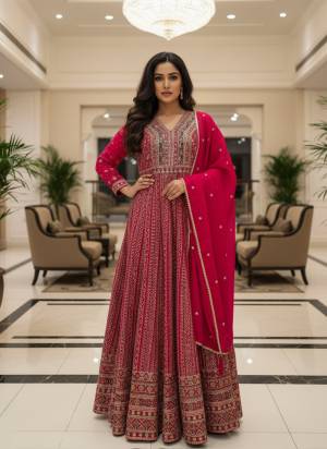 Garb These Party Wear Free Size Stitched Anarkali Suit in Fine Colored Pair.These Top And Dupatta Are Georgette Fabric.Its Beautified With Heavy Designer Sequance Embroidery Work.